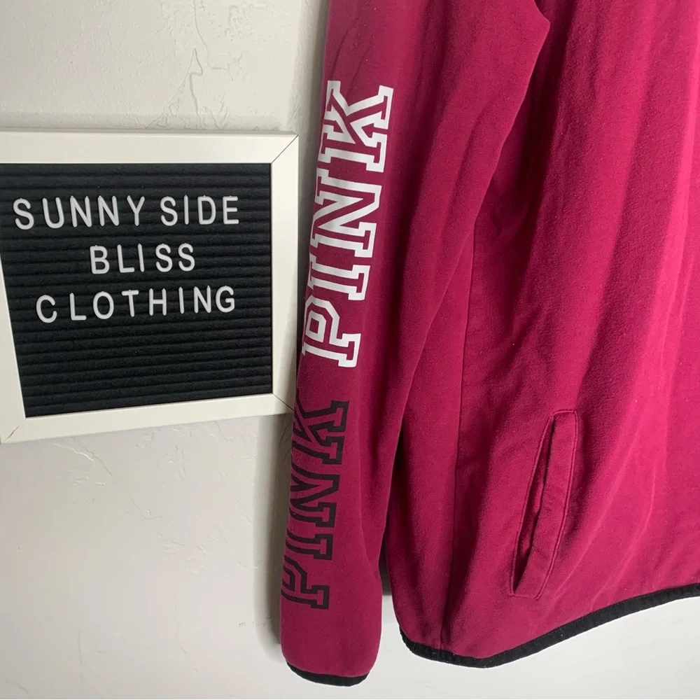 PINK Victoria’s Secret Burgundy Full Zip Asymmetrical Hoodie Size Medium - Picture 4 of 15